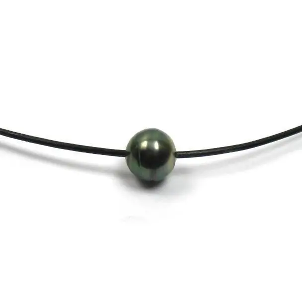 12 мм натуральное таитянское черное Жемчужное ожерелье 18 дюймов кожа цепи