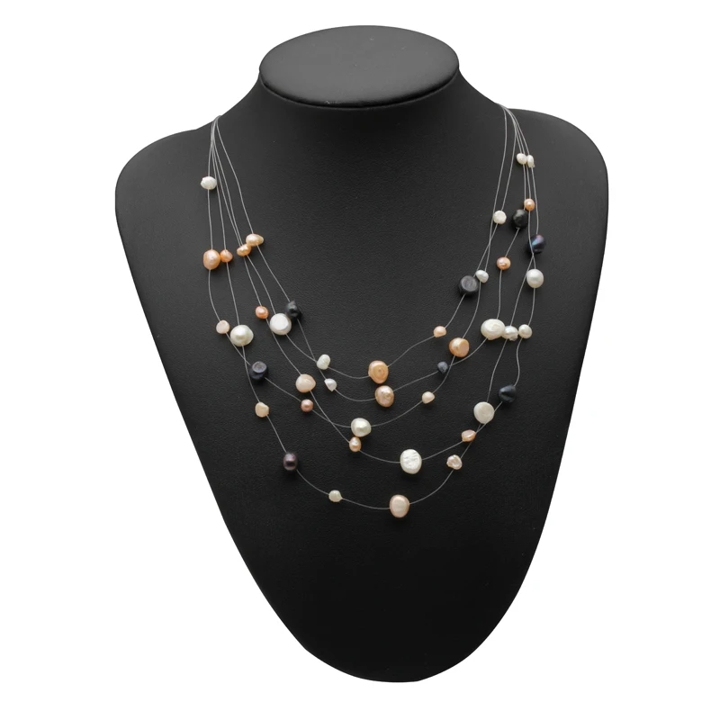 Повседневное женское ожерелье с черным жемчугом, красивое двойное ожерелье 45 см, свадебный подарок