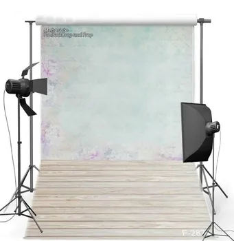 

Blue Bokeh Pink Flower Wood Floor photo studio background Vinyl cloth High quality Computer Print baby shower backdrop
