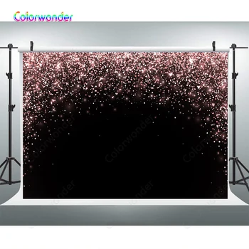 

Black Backgrounds for Photography Pink Shinny Diamonds Petals and Dots 7x5ft Backdrops for Photo Booth Wedding Party Decoration