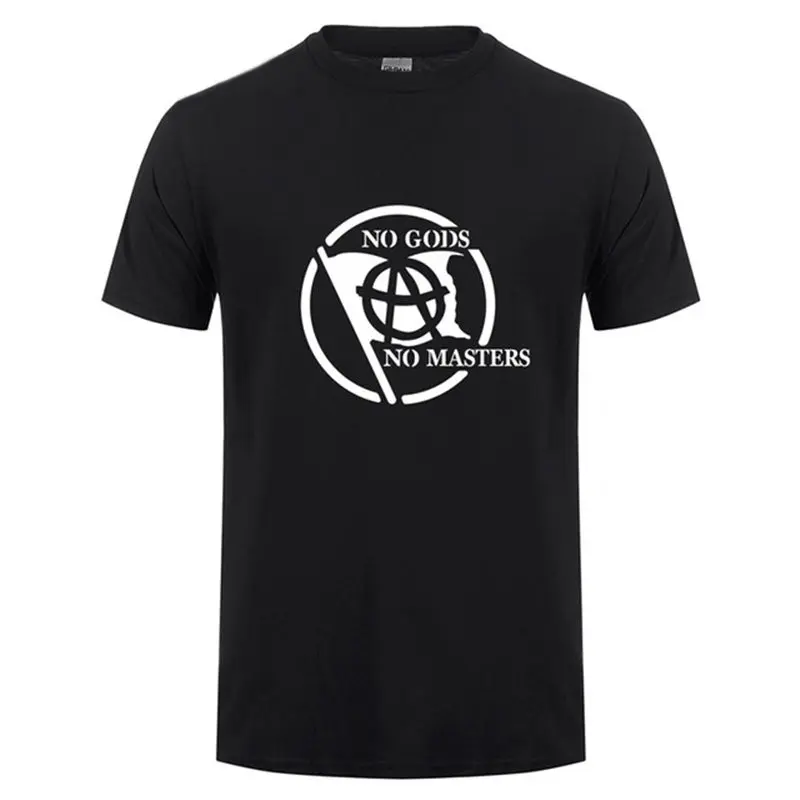 Новая мода лето No Gods Masters анархия футболка Забавный человек с круглым вырезом