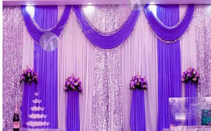 Роскошные блесток Фиолетовый красные, синие фон драпировка с Съемный занавес Свадебные показывает празднования украшение штора-фон 3x6 м - Цвет: purple