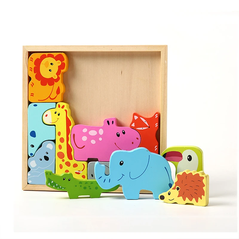 Животные Пазлы игрушки Монтессори материалы Woodon игрушки умные игры Juguetes развивающие игрушки Speelgoed Jugetes Zabawki