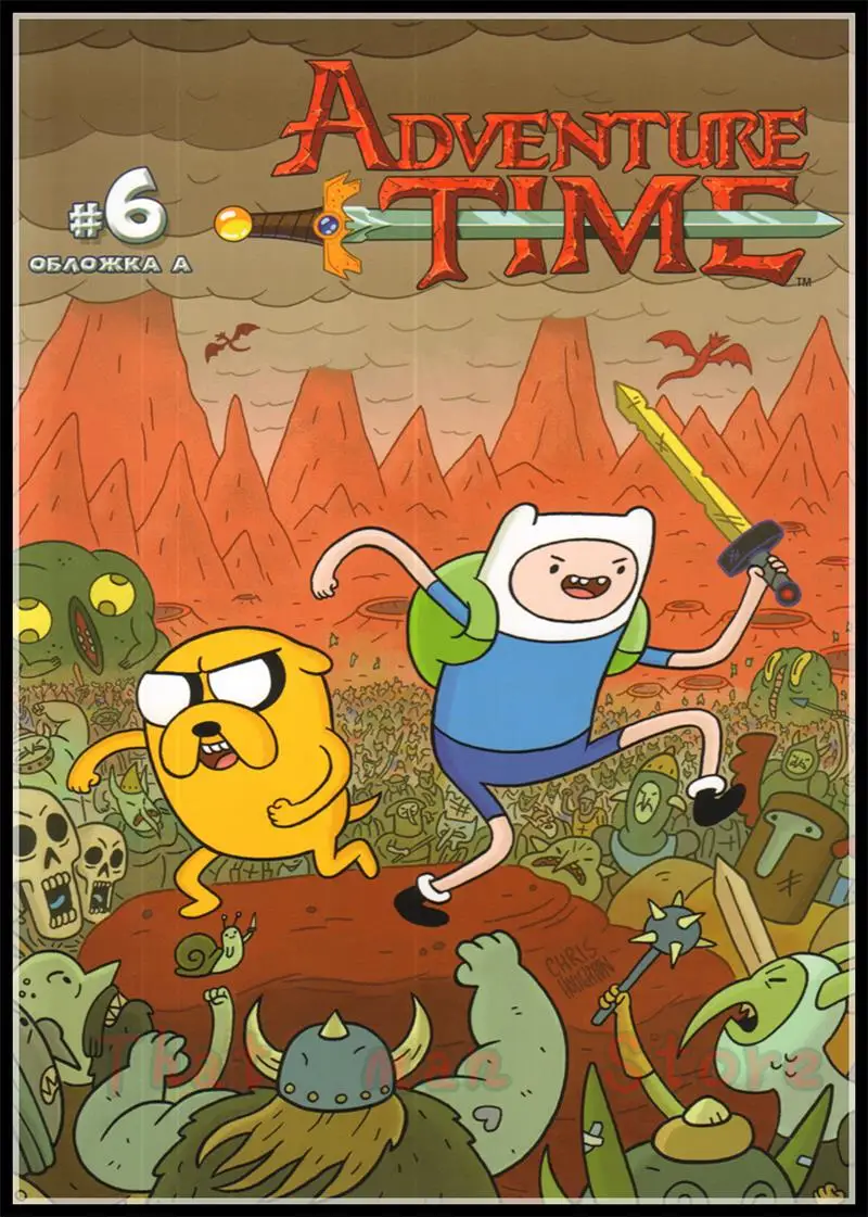 Время приключений con Finn e Jake классический мультфильм плакат четкое изображение наклейки на стену украшение дома хорошее качество принты