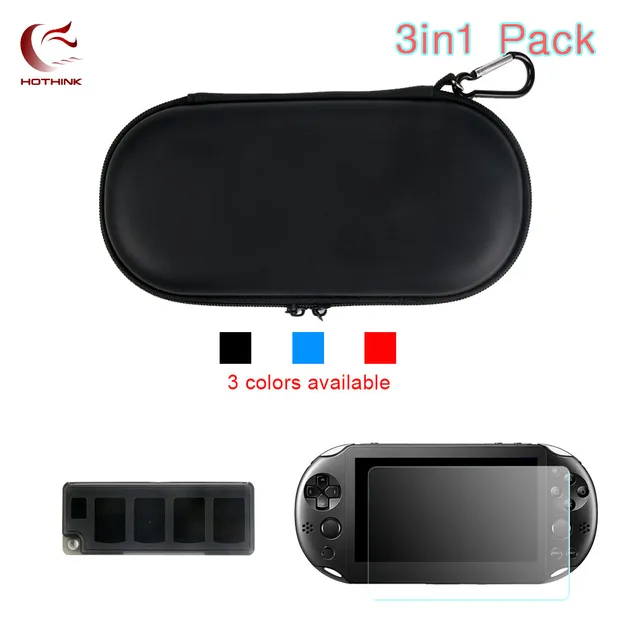 Special Offers HOTHINK 3 in 1 for PSVita PSV 2000 PS Vita Console Carrying Storage Bag Tempered Glass Screen Protector + Card Holder Box Case