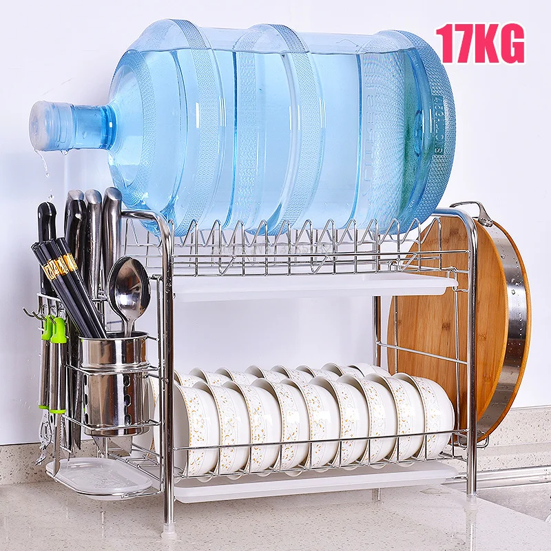 

2/3 layer Kitchen Storage Holder Stainless Steel rackstand rack Plate Dish Drain storage holders & racks Shelf Bearing 17kg