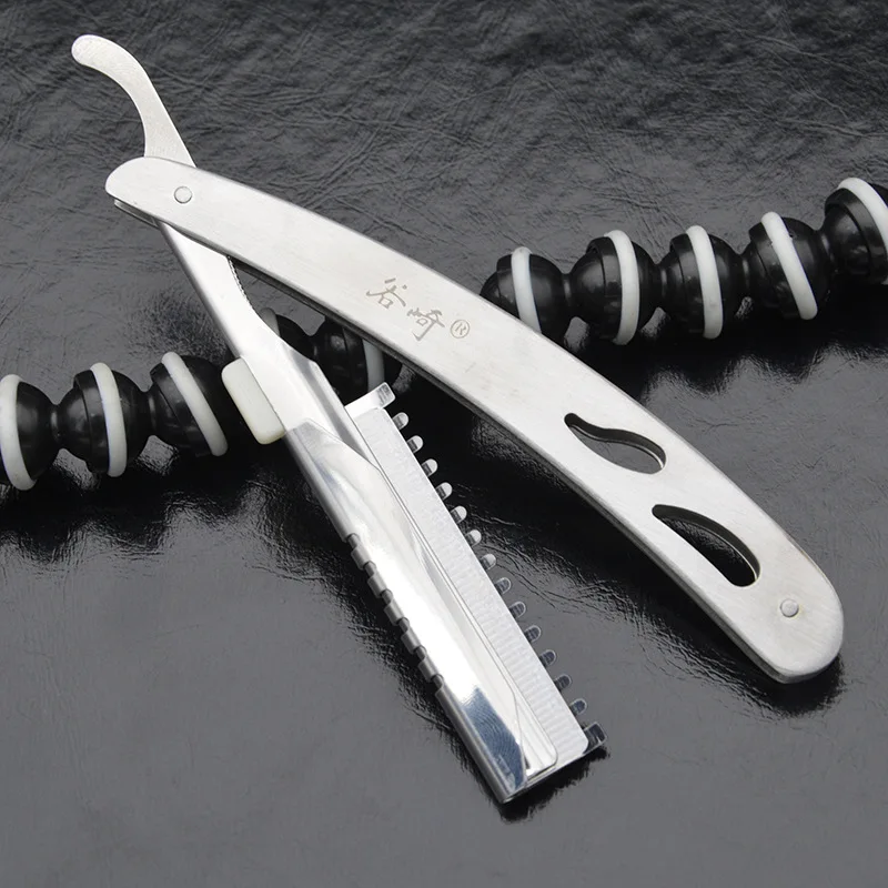 Straight Edge Stainless Steel Barber Razor Folding Shaving Knife Steel