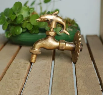 

MTTUZK outdoor garden faucet animal shape Bibcock antique brass dolphin tap for washing mop/Garden watering Animal faucet