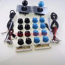 Genuine 16 X SANWA OBSF-30 Push Buttons + 2 X SANWA JLF-TP-8YT Joysticks+ 2 X PC Encoders For MAME Arcade Games DIY – Black+Blue