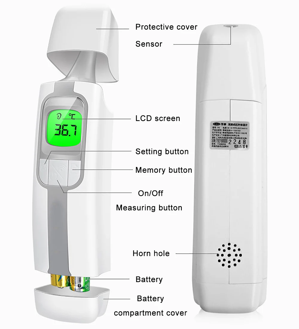 Детский ушной налобный термометр инфракрасный цифровой электроники Бесконтактный высокая температура тела дети Высокоточный термометр