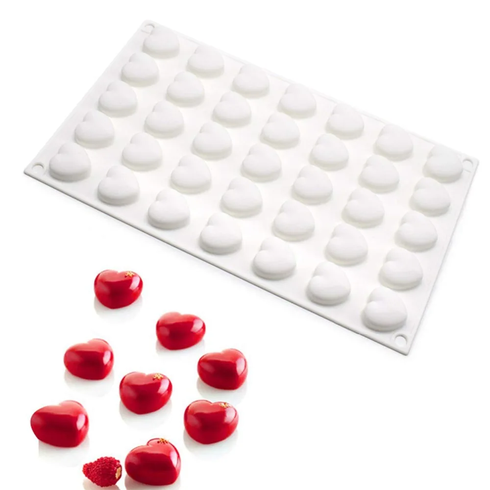 35-Cavity Heart Shape Silicone Mold Baking Tools for Mousse Cake Chocolate Truffle Pudding Desserts Decorating | Дом и сад