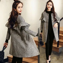 Newest Faux Suede Patchwork hooded Female Jacket winter Long wool parkas Chrismas lovely sweet Women Europe  Style Coat