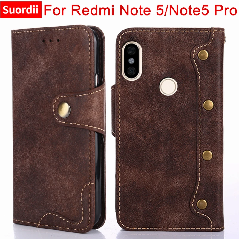 Для Xiaomi Redmi Note 5 чехол Роскошный заклепки флип бумажник кожаные чехлы для Pro Чехол