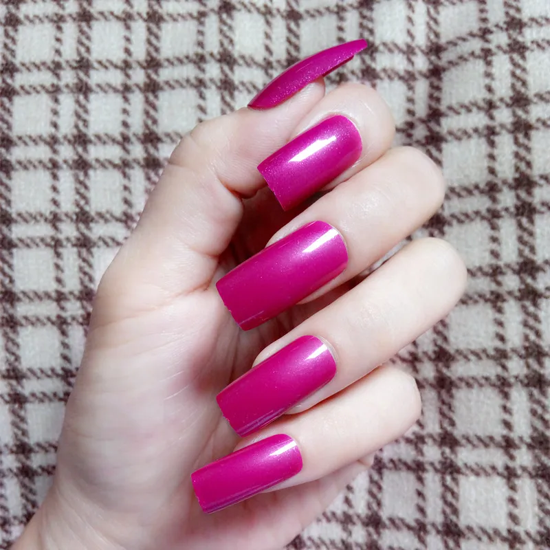 

20Pcs Glitter Fasle Nails Rose Red Purple Flat Top Fake Nails Super Long Nails Manicure Tools Full Nail Tips 007