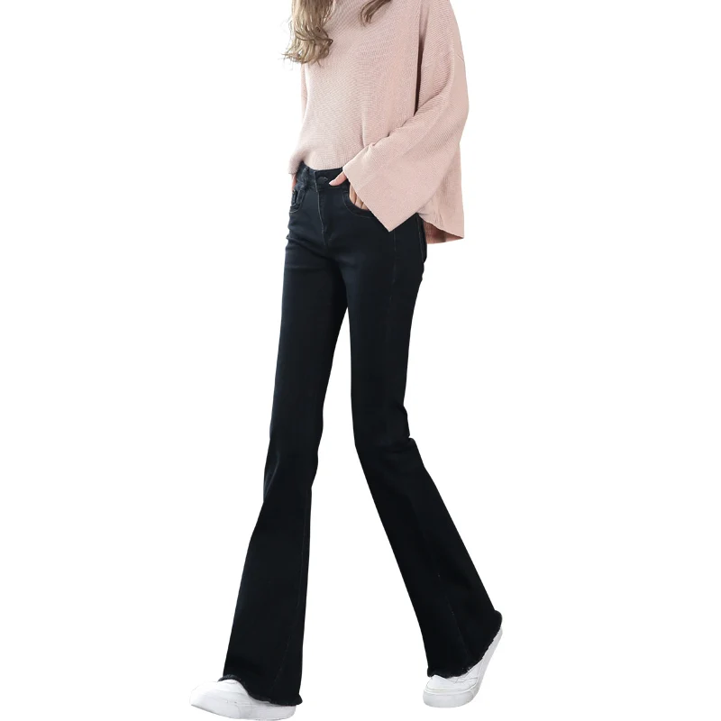 

2019 New Fashion Spring Autumn Women Flare Denim Pants High Waist Jeans Sexy Slim Fit Elastic Skinny Trousers