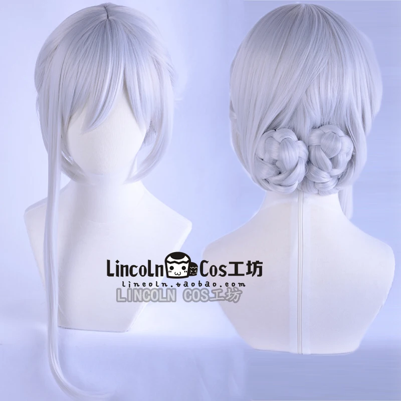 

SINoALICE Cosplay Wig Alice Snow White Silver Braids Hair Buns
