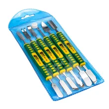 6 In 1 BEST-006 Dual Ends Metal Pry Spudger Opening Tools for Phone Laptop Tablet Metal Crowbar Repair Tool Kit