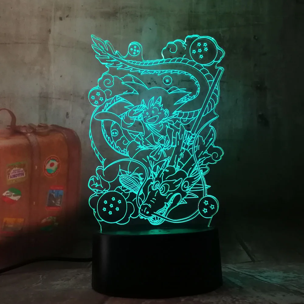Новая светодиодная лампа Seven Dragon Ball Son Goku Totem акриловая 3D RGB Ночная USB LED s Настольная