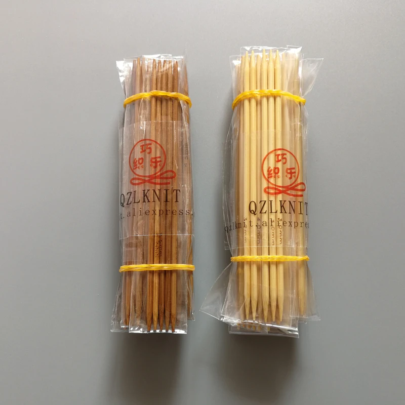 QZLKNIT 11 размеров/набор 13 см короткие Бамбуковые Спицы с двойным заостренным носком