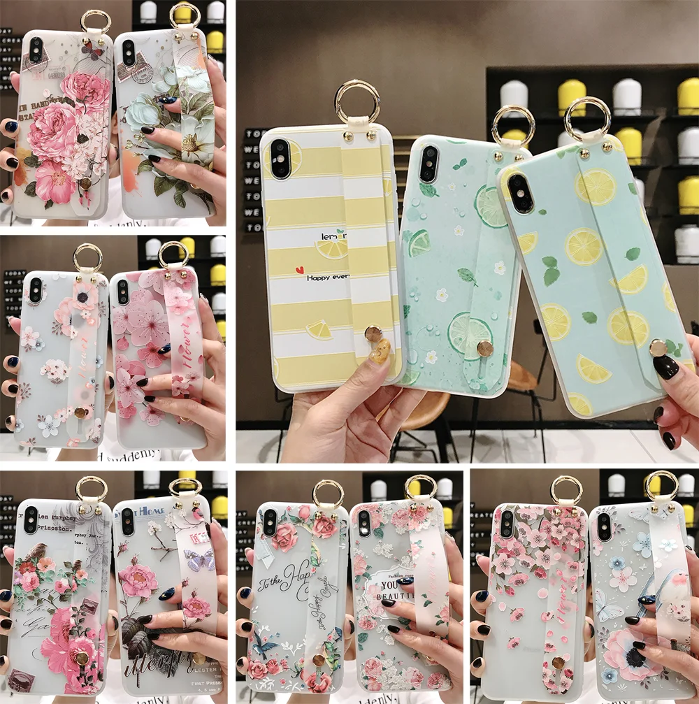 Силиконовый чехол с ремешком на запястье для iPhone 7 8 Plus XS Max XR чехлы розовыми
