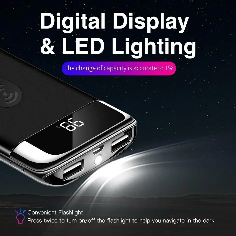 30000 mAh power Bank Qi Беспроводное зарядное устройство 30000 mAh внешний аккумулятор беспроводная Быстрая Зарядка power bank для мобильного телефона