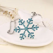 1 шт. модные женские туфли женские сине-белые Кристалл Снежинка Замороженные цветок кулон Цепочки и ожерелья colgantes Para Hacer ожерелье