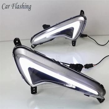 

Car Flashing 2Pcs LED DRL Daytime Running Light For Hyundai Solaris 2014 2015 2016 Daylight yellow Signal lamp car Styling light
