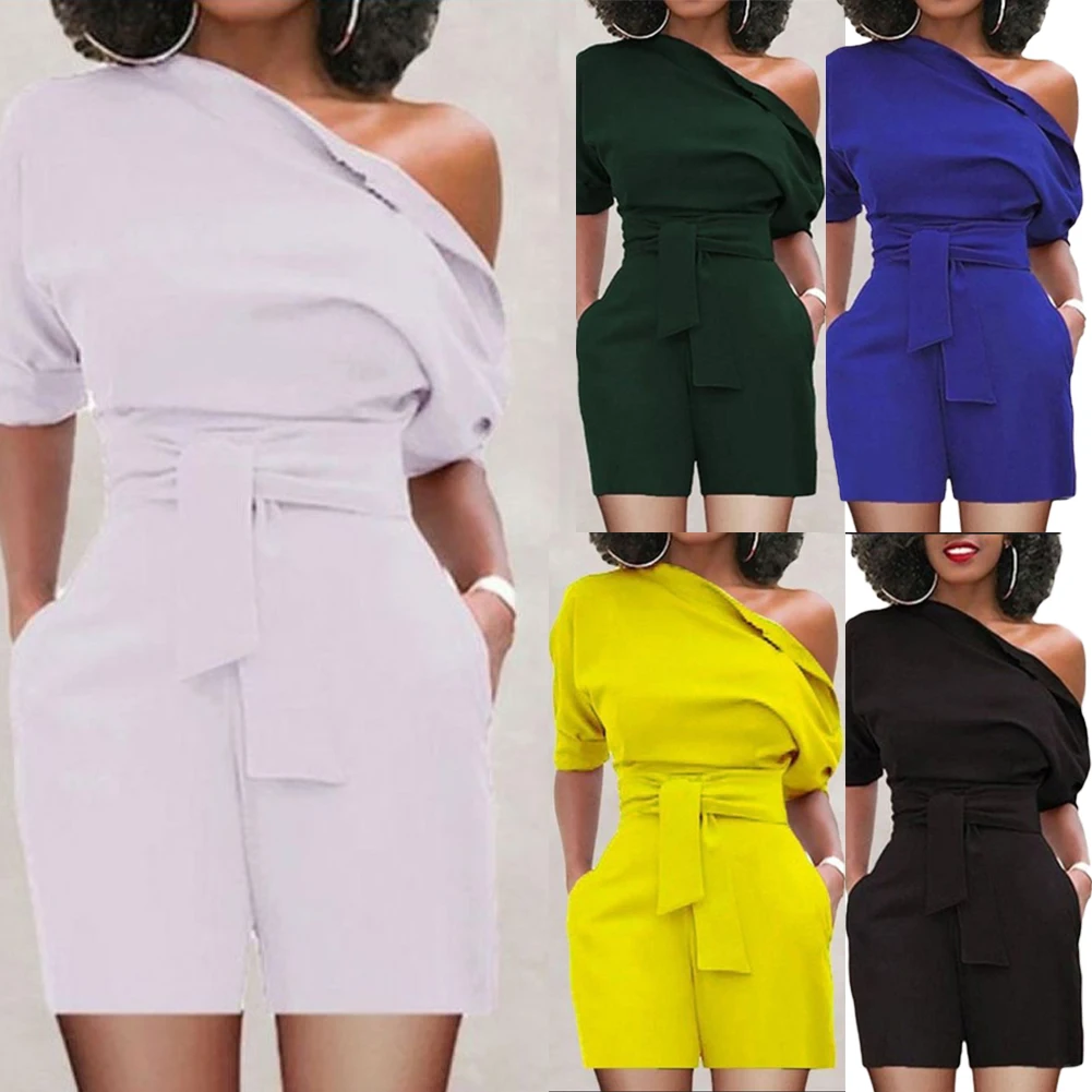Модные сексуальный женский комбинезон на шнуровке короткий рукав штаны Playsuit Клубная одежда короткие брюки