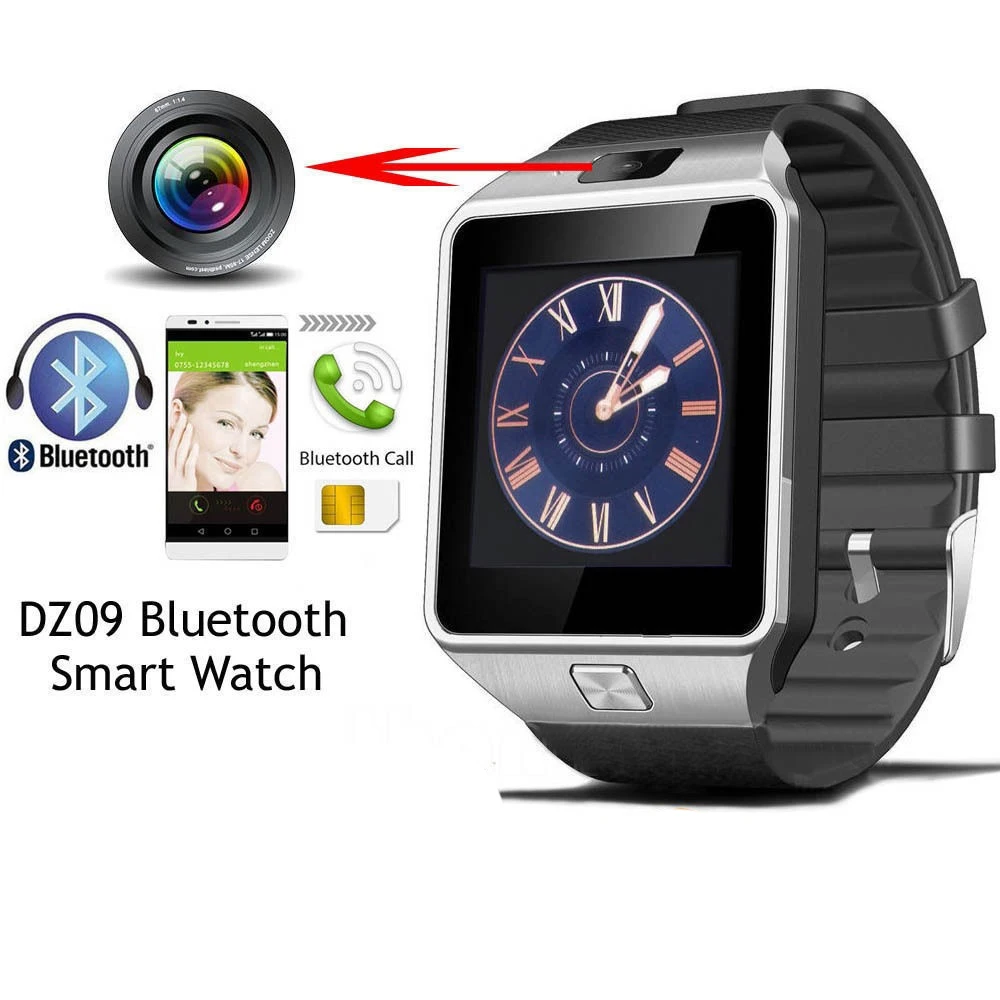 Мужские умные часы DZ09 с Bluetooth подключение Android телефонные звонки SIM TF