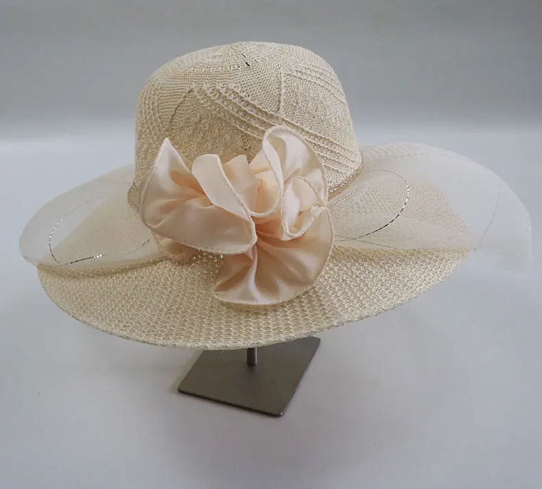 Sparsil, женская летняя шляпа от солнца с широкими полями, Ретро стиль, кружево, сплошной цвет, большая Панама, женские пляжные плетеные соломенные шапки, для оформления