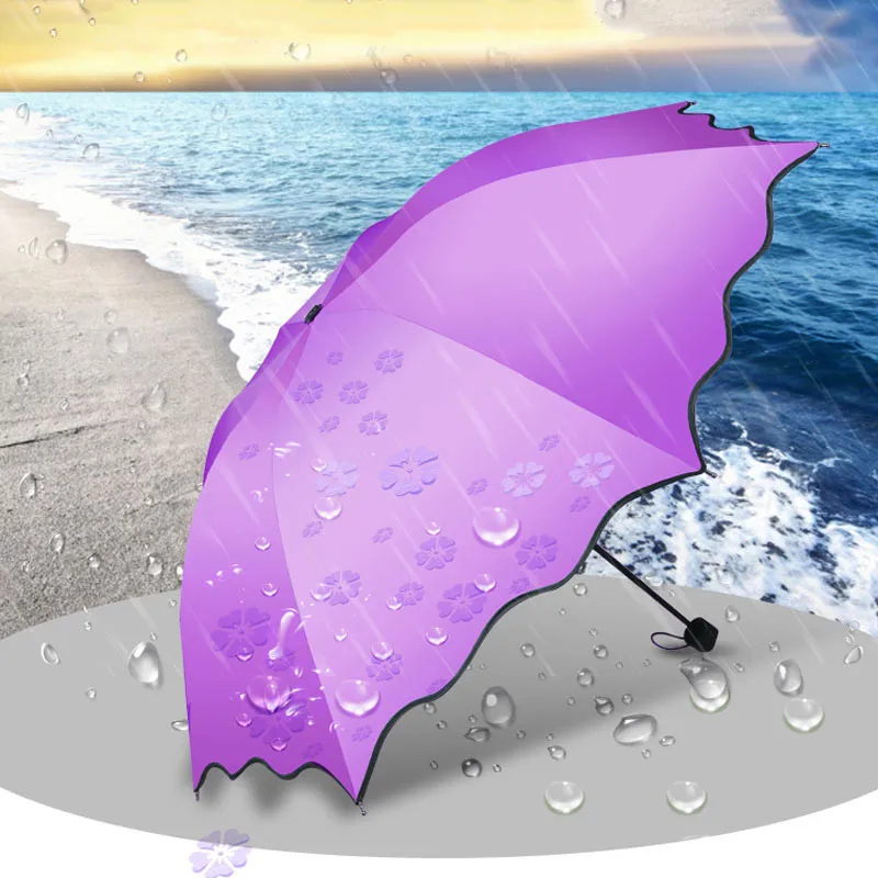 

Flouncing Sunny Umbrella Style Optional Magic UV Folding Sun / Rain Windproof Flowering Parasol