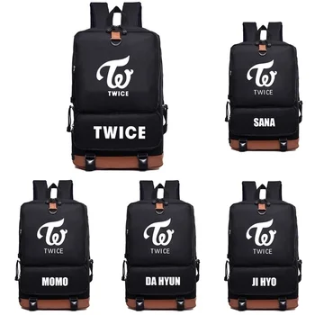 

Kpop Teenagers TWICE Black Nylon Students School Backpack MOMO SANA JIHYO DAHYUN JUNG YEON Backpack Travel Shoulder Bag