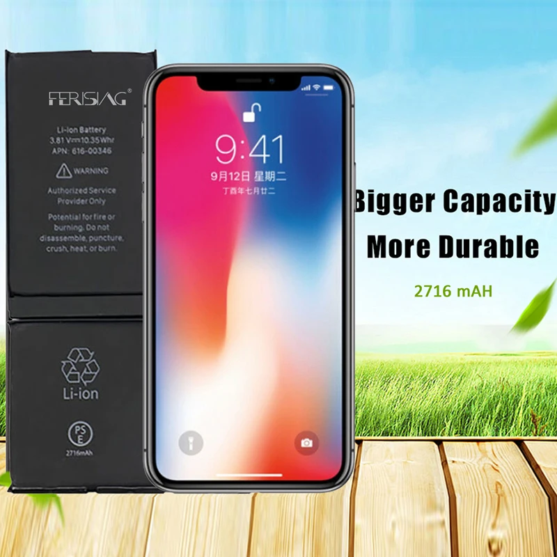 Для iPhone X батарея FERISING 2020 100% Емкость сотового телефона ремонт bateria Замена батареи