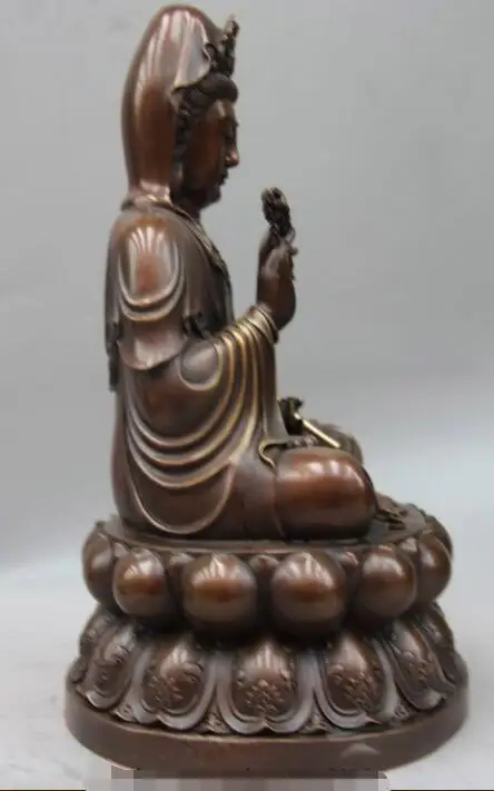 

S2116 Tibet Buddhism Folk Bronze Copper Fane Lotus Kwan-yin Guanyin Bodhisattva Statue discount 30% (C0324)