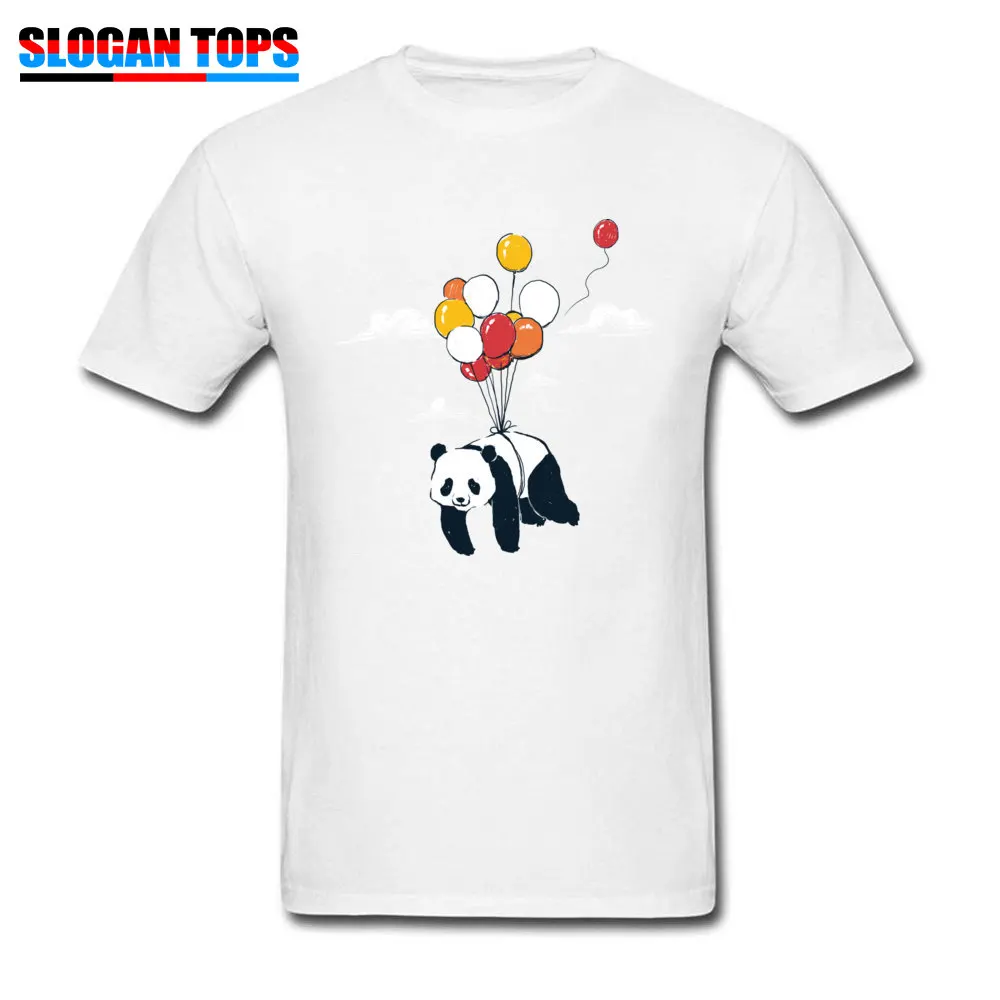 Men Cute Printed On Tees Round Neck Summer Fall 100% Cotton T-shirts Printed On Short Sleeve Flying Panda Tops Tees Flying Panda white