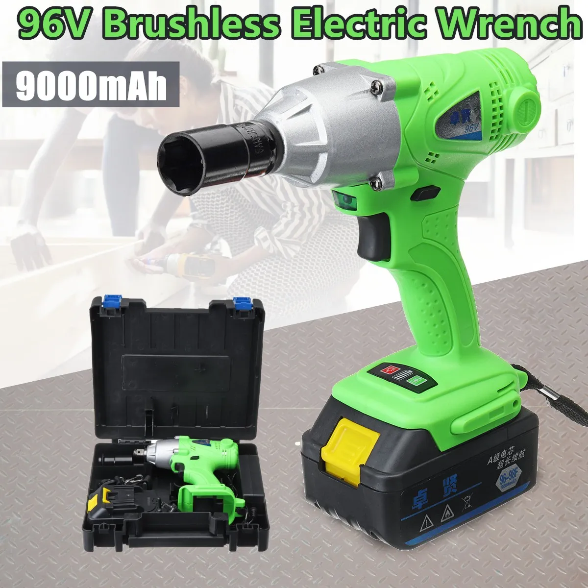 

96V Cordless Impact Wrench 1/2 inch Drive Li-ion Lithium Battery 320NM w/LED Light Cordless Rechargeable Electric Impact Drill