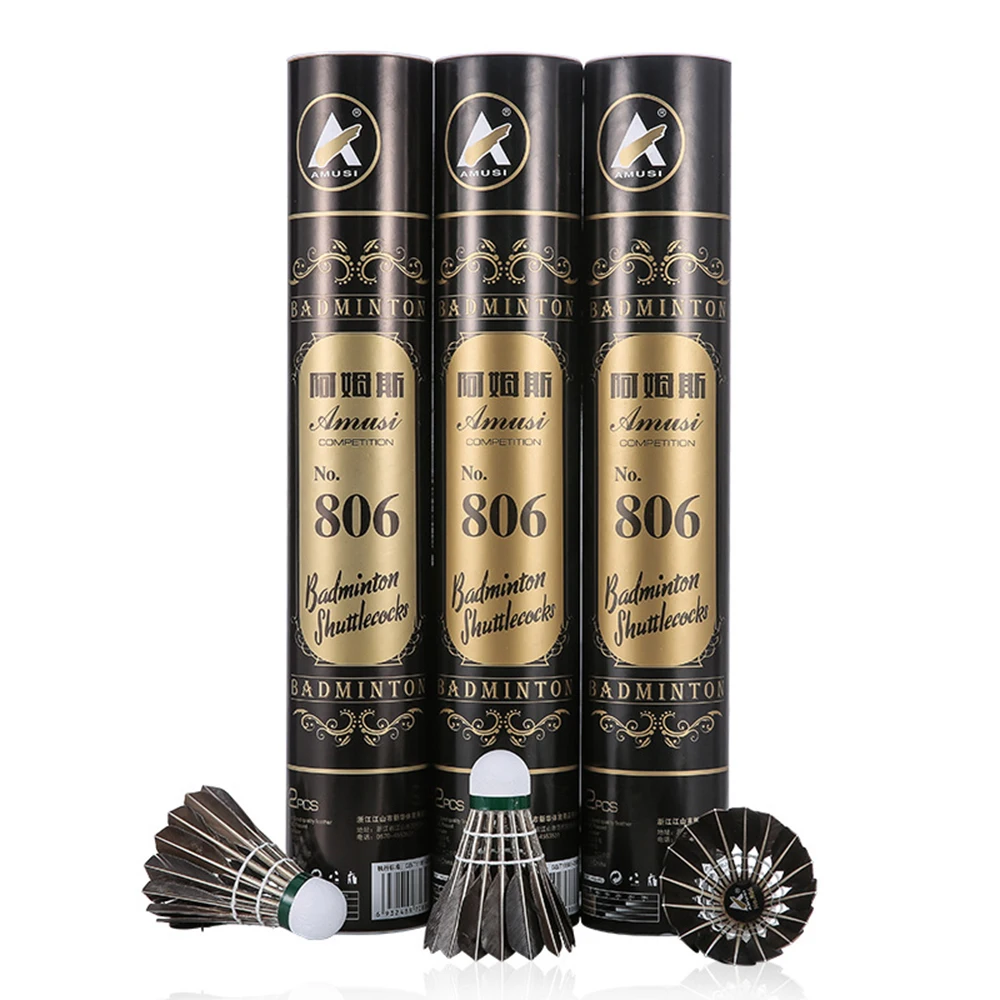 

5 Tubes Durable Badminton Shuttlecocks Black Goose Feather Badminton Balls for Training Speed 76 77 Badminton Sports