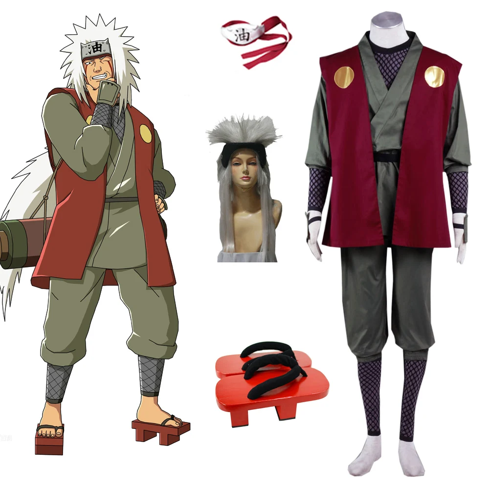 Индивидуальные Аниме Наруто Косплей Костюм Jiraiya кимоно полный набор одежды парик с головной повязкой Сабо костюмы для Хэллоуина