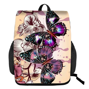 

High Capacity Butterfly Printed School Backpack For Teenager Drawstring Deisgn Female Travel Rucksack Polyester Backpack Lady