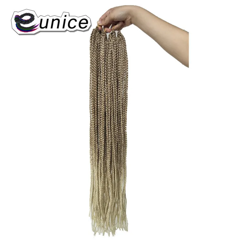 Eunice Hair 18 24 30 дюймов 3X коробка Вязание косичками оплетка волос 22 корни синтетические плетение накладные волосы Омбре#27/613 светлые цвета - Цвет: 27/613