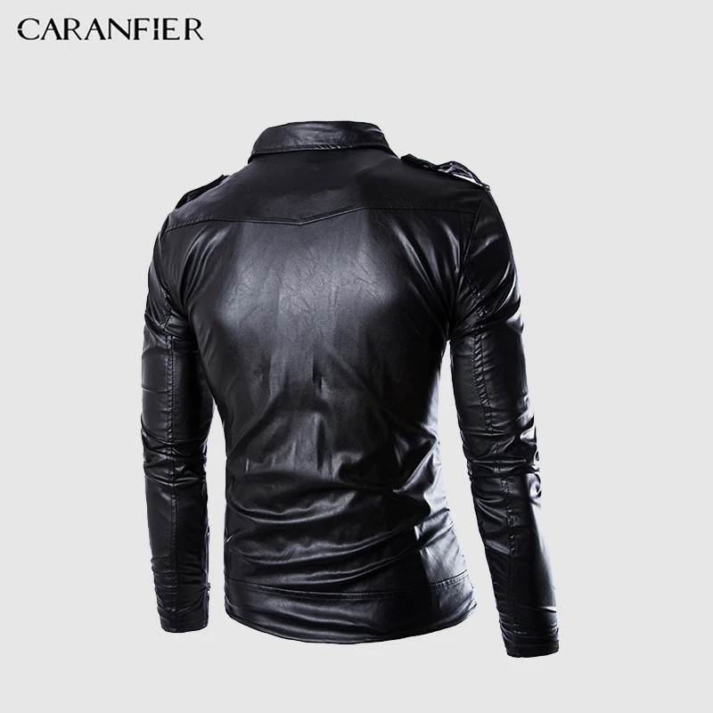Куртка бомбер CARANFIER мужская кожаная пальто из искусственной кожи с воротником
