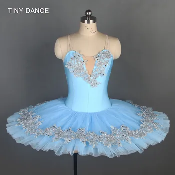 

Light Blue Pre-Professional Ballet Dance Tutu Pancake Style Tutu Dress for Girls Ballerina Dancing Dresses Performance BLL111-2