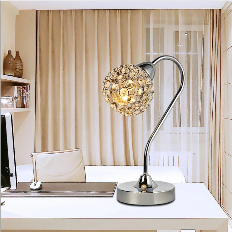 

YOOK 2018 Led Table Lamp Crystal Table Lamp Bedroom for Study Wrought Iron Table Lamp E27 110V 220V
