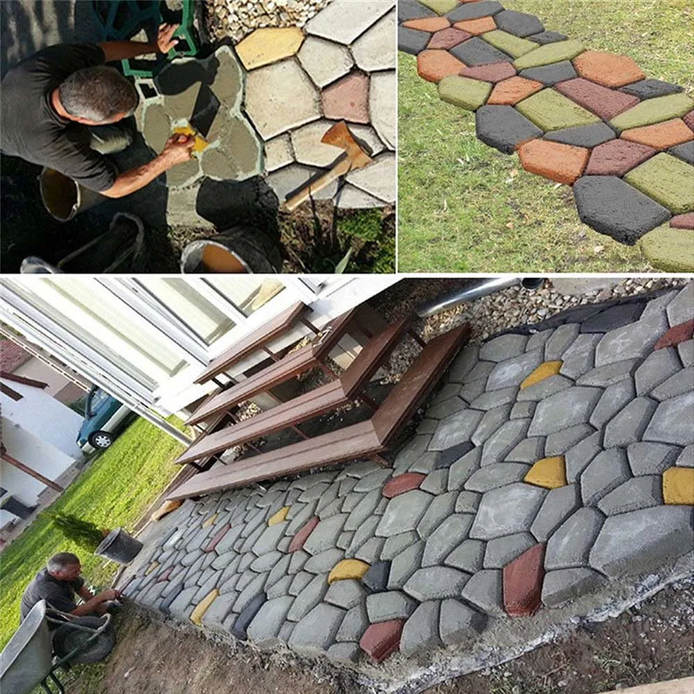 Сад DIY Пластиковый путь производитель тротуар модель бетон шаговый каменный цемент плесень кирпич HG99