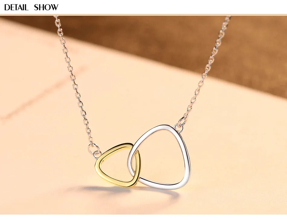 

Sterling silver s925 triangle double pendant simple wild female silver jewelry necklace BLT05