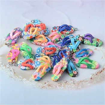 

10Pcs Mixed Colorful Clay Flip Flop DIY Jewelry Pendant Miniature Slippers Flatback Cabochons Phone Decor Craft Accessories