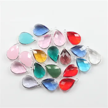 

18x25mm gold color murano glass bezel beads for DIY jewelry making twinkling water drop crystal connector birthstone color