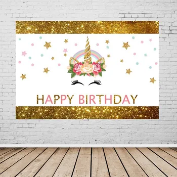 

Custom Vinyl Photography Backdrops Unicorn Background Children Birthday Party Stage curtain Backdrops for Photography studio