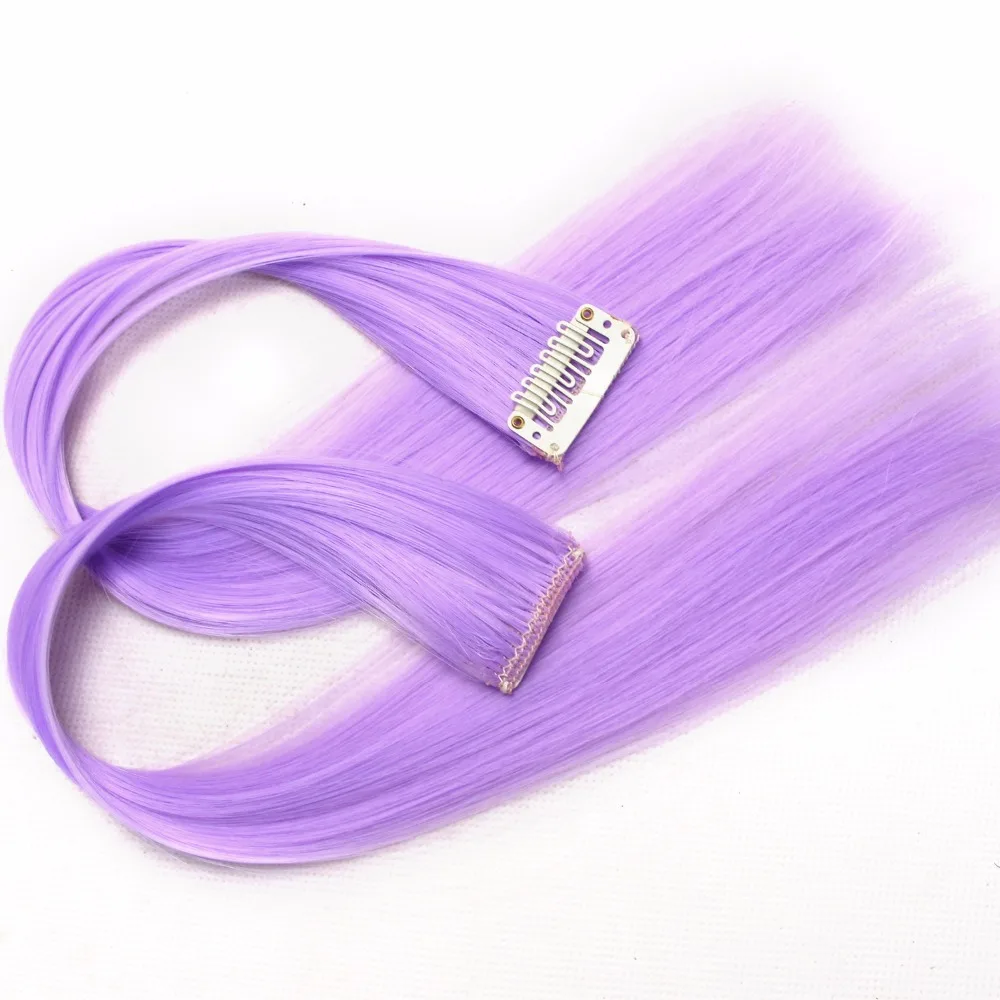 Colored synthetic hair extensions clips in one piece Ombre fake purple long straight rainbow hair pieces dream ice's Colored synthetic hair extensions clips in one piece Ombre fake purple long straight rainbow hair pieces dream ice's