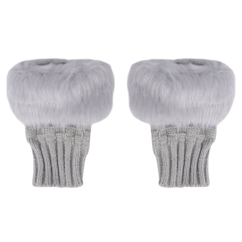 Модные зимние женские перчатки из плюша и искусственного меха, вязаные шерстяные теплые короткие перчатки без пальцев для девушек и женщин